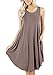 peassa Women Casual Sleeveless Loose Plain Beach Short Pockets Dress Khaki XXL