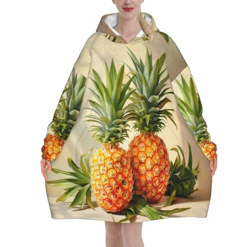 Couverture à capuche adulte grand format sweat plaid chaud et doux motif ananas cadeau noël