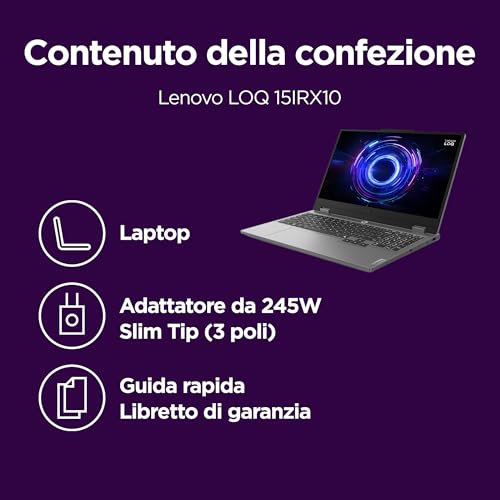LOQ 15" Notebook Gaming,NVIDIA GeForce RTX 5070 8GB, Intel Core i7-13650HX (4.9 GHz), RAM 32GB SODIMM DDR5-4800, 1TB SSD M.2 2242 PCIe 4.0x4 NVMe, FHD 144Hz, Windows 11 Tastiera retroilluminata - Notebook - Immagine 11