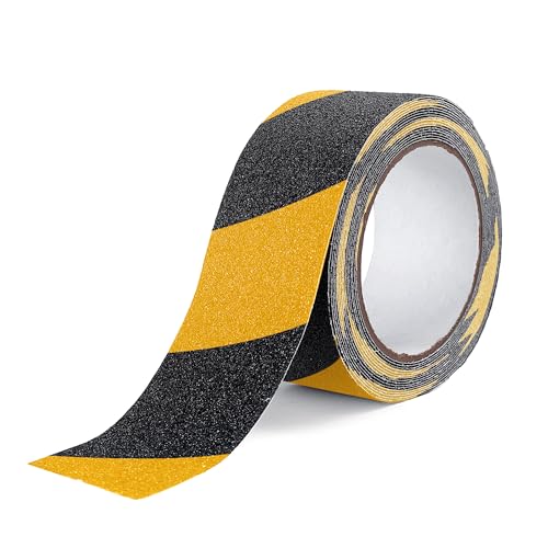 Image of Reniteco Anti Slip Tape - 2 inch x 16.5 Ft, Yellow with Black Strips - High Adhesion & Waterproof, No Residue Removal for Outdoor Stairs, Tile, Shower, Bathtub - Extra Grip Safety Tape