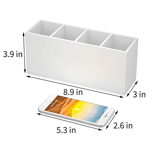 Image of NIUBEE Acrylic Pen Holder 4 Compartments, White Pencil Organizer Cup for Countertop Desk Accessory Storage (White)