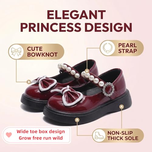 Image of Girls Mary Janes Shoes Toddler Dress Shoe School Uniform Oxford Flats | Elegance Comfort Cute Sweet Functional Sturdy Fit Widen Soft cushioned Non-slip Party Wedding Christmas Easter Gifts
