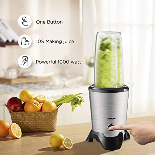 CHULUX Smoothie Blender, 32oz Capacity, Countertop Blender with 6-Leaf Blade, 1000W Powerful Motor, One-Button Operation, BPA-Free Materials, Easy Cleaning