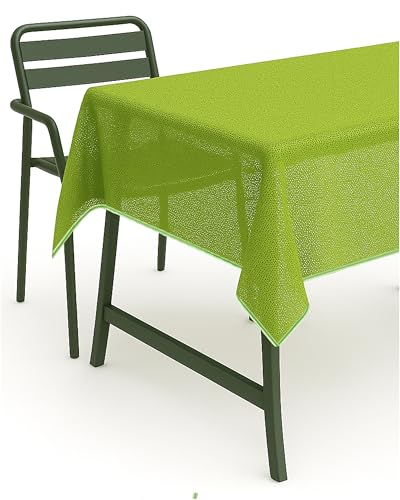 texpot Tovaglia da giardino con orlo, lavabile, per giardino, balcone e terrazza, resistente alle intemperie (Verde, 130 x 220 cm)