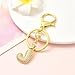 Echoed Elegance Gold Bubble Initial Keychain For Women Handbag Purse Bag Charms Fashion Alphabet Keychain Accessories With Sparkly Zircon Gold Letter A-Z Gift Cap J