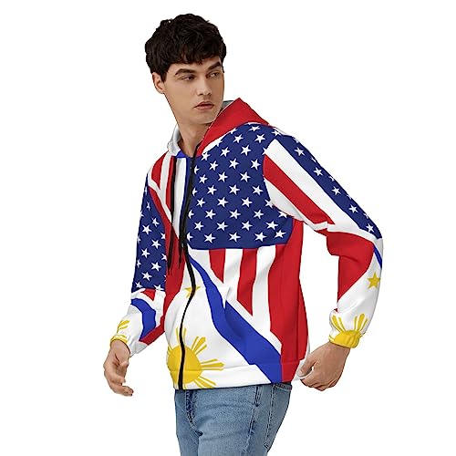 KADEUX American Philippine Flag Hoodies Mans Womens Sweatshirts Full-Zip Pullover Hooded Sweatshirt4