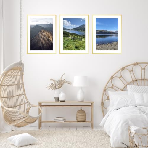 Image of JCJMY 20x28 Picture Frame with 16x24 Mat, Display Photo 16x24 with Mat or 20 x 28 Without Mat, Wall Hanging Large 20 by 28 Poster Frame with Plexiglass, Gold