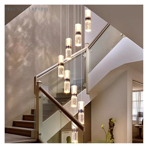 Suspension d'escalier en cristal moderne 6 têtes pour un salon lumineux et contemporain - 7