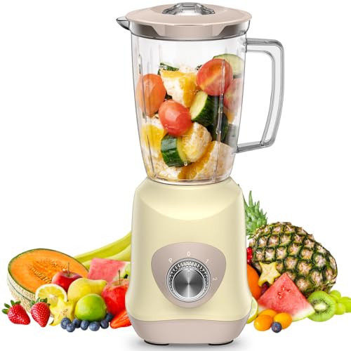 Jug Blender, Cosicosy Juice Blender with 1L BPA Free Jar, 500W Electric Blender Smoothie Maker with 2 Speed and Pulse Ice Crushing Mixer, 4 Sharp Stainless Steel Professional Kitchen Blender, Yellow