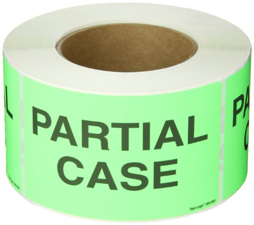 Tape Logic Aviditi Tape Logic 3" x 5","Partial Case" Fluorescent Green Sticker, for Shipping, Handling, Packing, and Moving (1 Roll of 500 Labels)