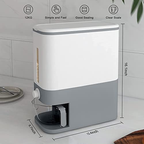 Large Rice Dispenser, Large Grain Container Storage with Lid Measuring Cylinder Moisture Proof Household Cereal Dispenser Bucket for Kitchen Soybean Corn - Thumbnail 5