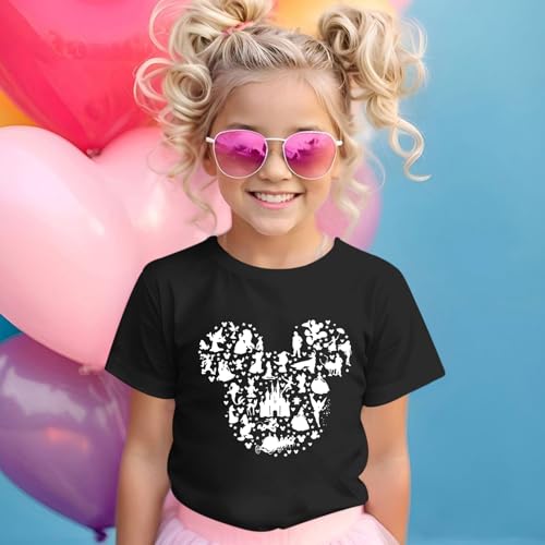 Image of Castle Fairy Shirt for Girls Cute Graphic Tee Kids Toddler Holiday Vacation T Shirts Trip Short Sleeves Summer Tops