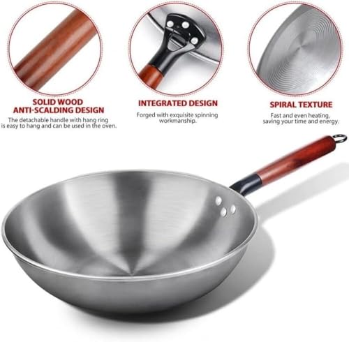Wok de Hierro Hecho a Mano con Mango de Madera miniatura 5