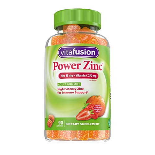 Vitafusion Power Zinc Natural Strawberry Tangerine Flavor Adult Gummies Dietary Supplement, 90 Count
