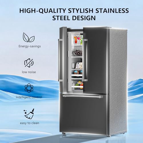 Image of Antarctic Star 2 French Door Refrigerator, Auto Ice & Water Filter, VCM Stainless, Multi-Air, Fast Cooling, Inverter, LED Alarm, Energy Star, 20.3 Cu Ft, Grey
