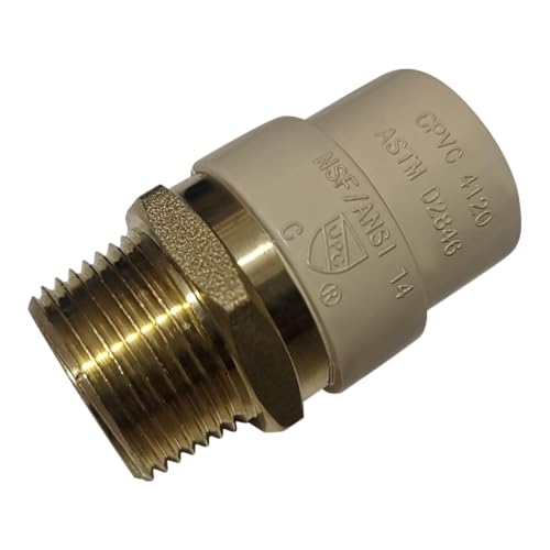 XFITTING CPVC Transition Coupling, 3/4 inch CPVC x 3/4 inch MNPT, Pack of 2