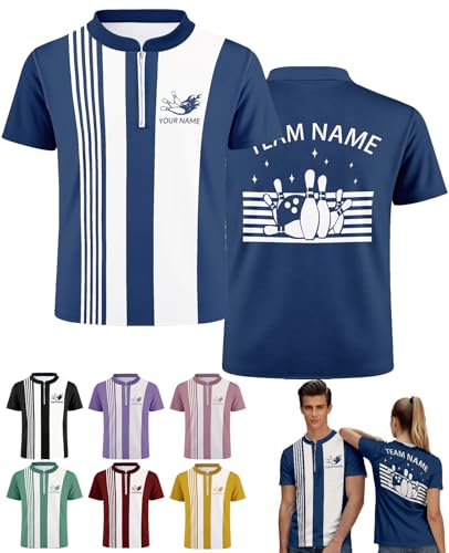 WolunLi Polo in jersey da bowling personalizzabile con cerniera, uniformi di squadra anti-umidità, pullover personalizzato per uomo, Stile 01., taglia unica