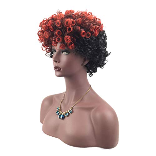 Lurrose Peruca feminina de cabelo curto gradiente fashion com aparência natural requintada rede elás