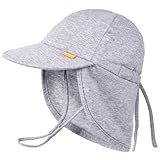 FURTALK Cotton Baby Toddler Sun Hat UPF 50+ UV Protection Kids Unisex Girls & Boys Summer Cap with Adjustable Chin Strap Neck Flap, Grey, 6-24 Months