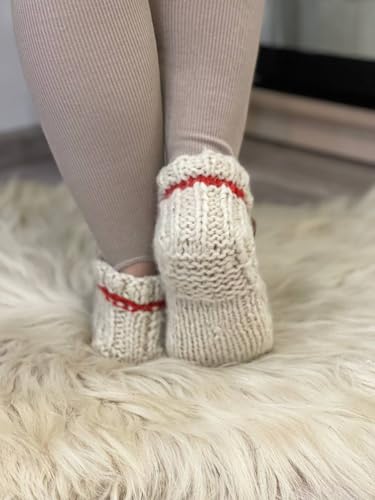 Wool Hand-Knitted Slippers | Eco-Friendly Organic Slippers | Warm White Room Slippers for Everyday Comfort | Handmade and Cozy2