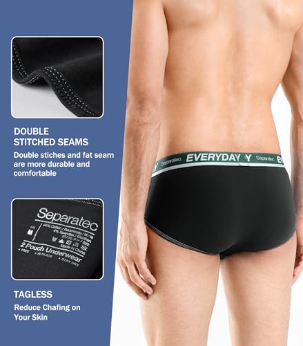 Separatec Men's Underwear Briefs with Dual Pouch,Covered Waistband,Tagless,Soft&Breathable Cotton Underwear for man,7-Pack4
