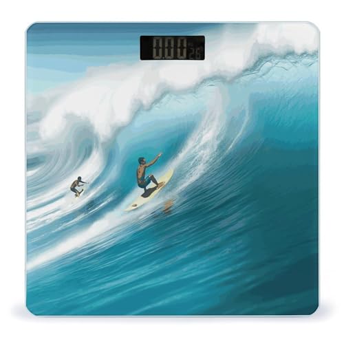 Báscula digital de baño con pantalla LED y plataforma de vidrio templado miniatura 1