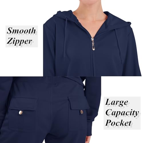 Image of LeeHanTon Womens Jogging Suits Sets Running Outfit Zipper Warm Up 2 Pieces Hoodie and Pant Tracksuit