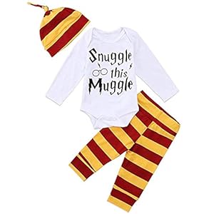 Baby Boy Girl Clothes Snuggle This Muggle Long Sleeve 3PCS Outfits Romper Pant Hat, Long Sleeve Suit