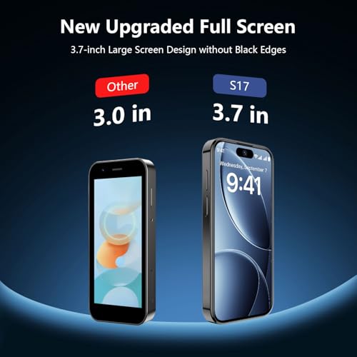 BLKE AIR Mini Phone 4G Unlocked 3+32GB Mini Smartphone with 3.7'' HD Touch Screen 2000mAh Battery Compact Backup World's Smallest Phone for Kids & Students GPS Dual SIM Face ID Blue