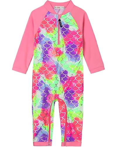Image of weVSwe Baby Girl Toddler UPF 50+ Rash Guard Swimsuit Sun Protection Beachwear Zipper Bathing Suit 0-3 Years
