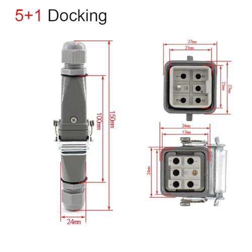 Conector industrial resistente de 5 pines y 10A para cables rectangulares 2