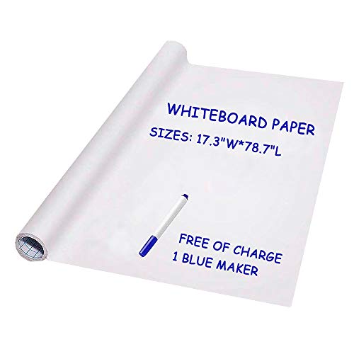 Rouleau de papier autocollant pour tableau blanc - Grand format de 45 x 200 cm avec stylo couleur unique