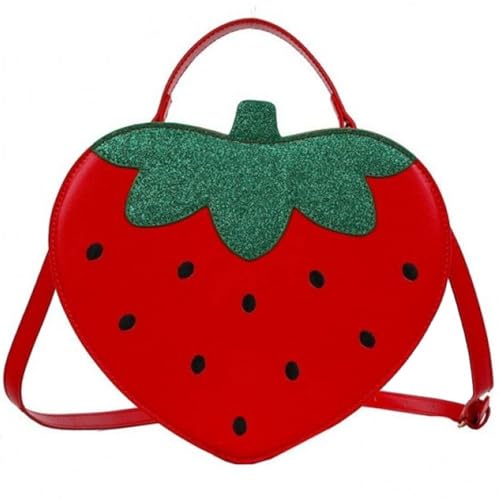 Bolso de hombro en forma de fresa con cuero de PU resistente y correa cómoda 2