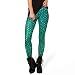 Ensasa Women's Mermaid Digital Print Green Dragon Fish Scales Leggings (Small, Green)