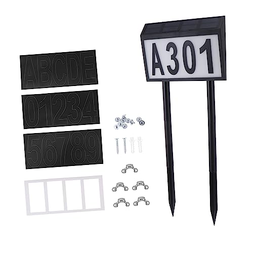 SEWOART Luce Solare Per Numeri Civici Led Controllo Luce, Lampada Numerica 5 Lettere e 3 Gruppi Di Numeri, Targa Per Recinzione Per Segnalazione Notturna