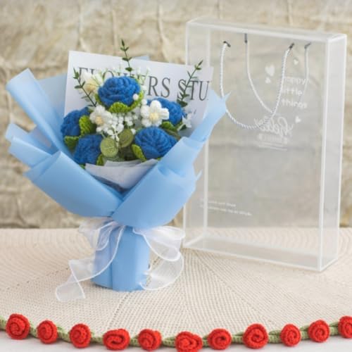 Bouquet de roses au crochet rose déco de table élégante et harmonieuse