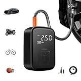 Compressor de Ar Portatil, Calibrador de Pneus Portatil, Bomba de Encher com Display Digital, Pré-sets de Pressão, Power Bank 6000mAh para Carros/Motos/Bicicletas e Bolas