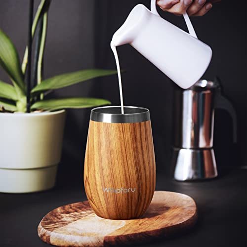 Waipfaru Wine Tumbler, 14 Oz Insulated Wine Tumbler With Lid And Straw, Stainless Steel Stemless Cup, Double Wall Vacuum Wine Tumbler For Wine Coffee Cocktails Champagne (Wood Grain) #TOP4