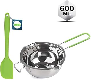 Double Boiler with Silicone Spatula, 600ml Stainless Steel Melting Pot with Heat Resistant