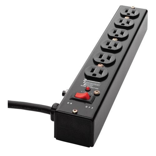 Intermatic IG112663BLK10 Metal Surge Strip with Six-Outlets and Lighted Switch with Ten-Foot Cord, Black, Color