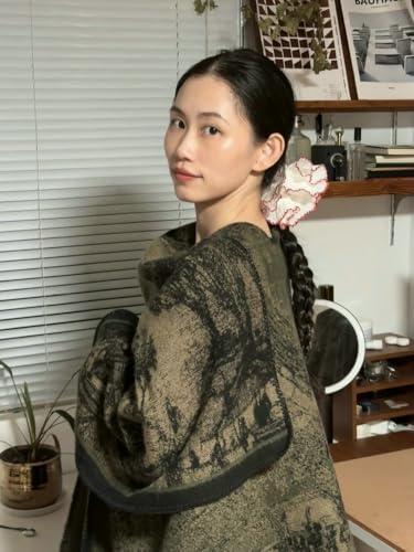 Vintage Ethnic Style Women's Open Front Cardigan Shawl Scarf Winter Cashmere Knitted Thick Scarf Cloak Outer Dress3