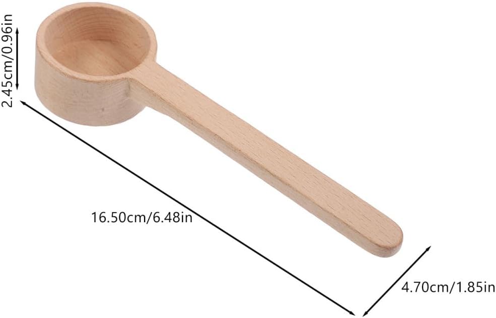 Amosfun Long Handle Wood Spoon Tea Leaves Spoon Salt Measuring Bath Salt Scoop Wooden Scoop for Kitchen Camping Travel and Deep Containers 6.49in