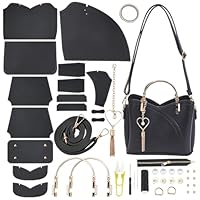 WADORN DIY Handbag Making Kit, PU Leather Handmade Satchel Handbag Making Kit Leather Handmade Crossbody Bag DIY Kit for Handmade Bag Making Accessories, Black