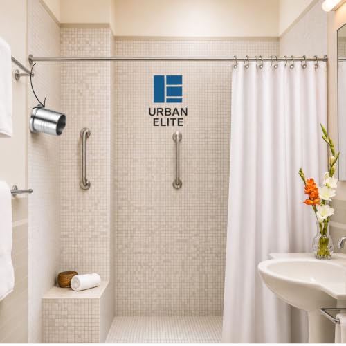 Image of Urban Elite Heavy Lining Curtain Bracket | Wall to Wall Bracket for 1inch Stainless Steel Curtain Rod and Wardrobe Rod Suitable for 25mm Curtain Pipe(Steel, White, Silver)- 4pcs