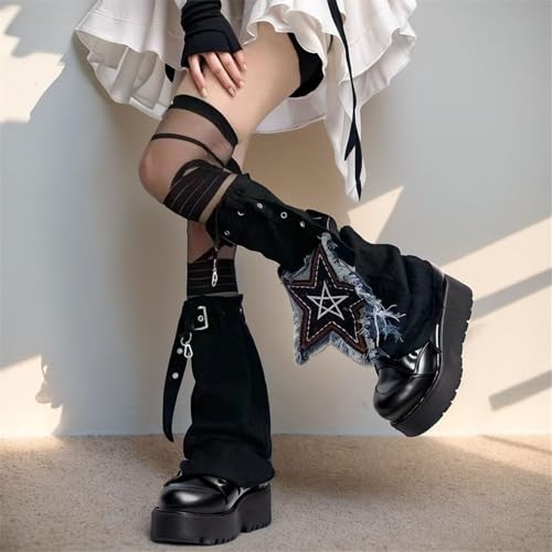Sup-Coente Goth Hippie Leg Warmers for Women Alt Y2k Cyber Punk Scenecore Gothic 6