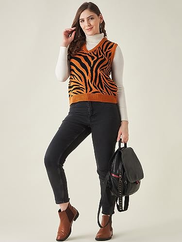 Image of Modeve Printed V Neck Sleeveless Sweater for Women||Winterwear||