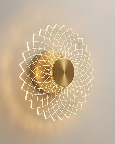 Image of Luxury Spiral Pattern 3-in-1 LED Wall Lamp for Living Room & Bedroom | Fancy Wall Light for Home Decoration, Hallway & Indoor Ambient Lighting (Golden Finish)