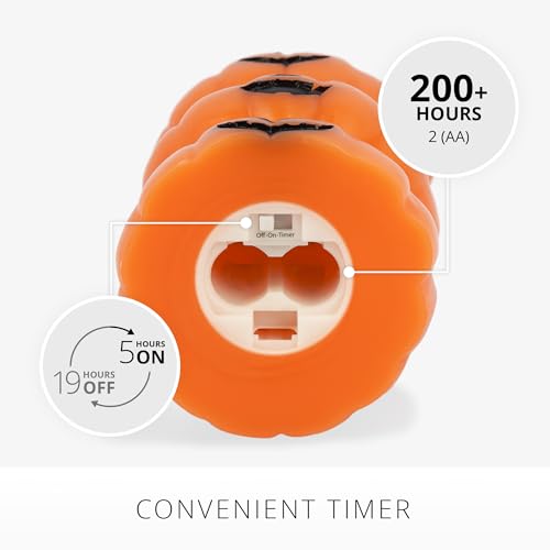 Image of Luminara Stacked Jack-o-Lanterns Pumpkins Figural (Russet Orange) Flameless Candle Real Wax Moving Flame LED Candle (3.1 inch x 6 inch),