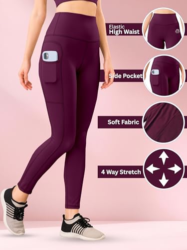 Image of Yoga Pant for Womens High Wasit Tights with Side Pocket Slim Fit Gym wear Running Sports wear Leggings Stretchable Combo Pack of 2