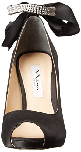 NINA Shoes Karen Women's Elegant Steel Satin High Heel Open-Toe Pumps with Ankle Strap - Ideal for Wedding and Formal Events2